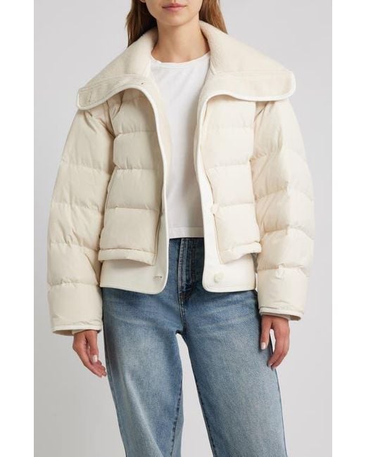 Rag & Bone Natural Gloria Faux Leather & Faux Shearling Down &Feather Fill Jacket