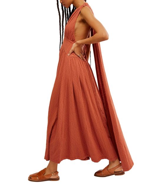 Free People Orange Selena Convertible Halter Maxi Dress