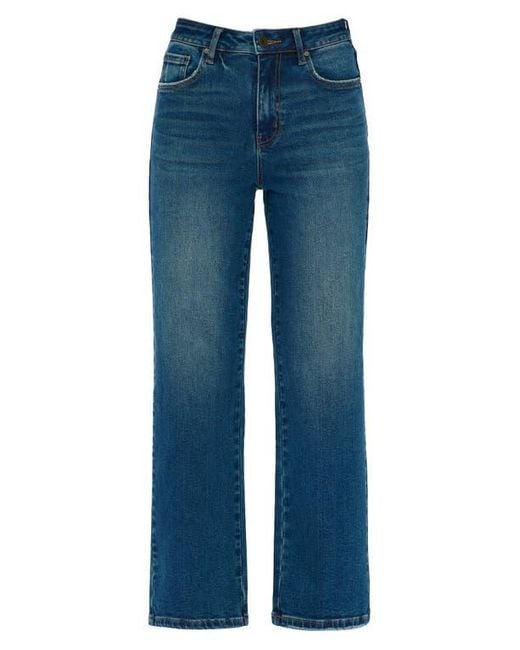 Bayeas Blue High Waist Straight Leg Jeans
