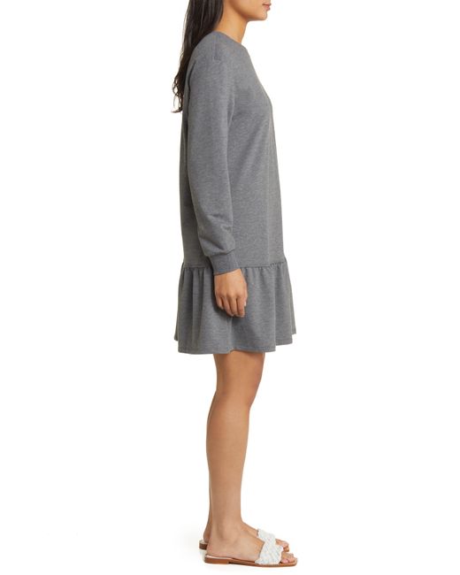 Caslon Gray Caslon(r) Long Sleeve Drop Waist Sweatshirt Dress