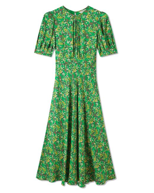 L.K.Bennett Green Jem Floral Puff Sleeve Maxi Dress