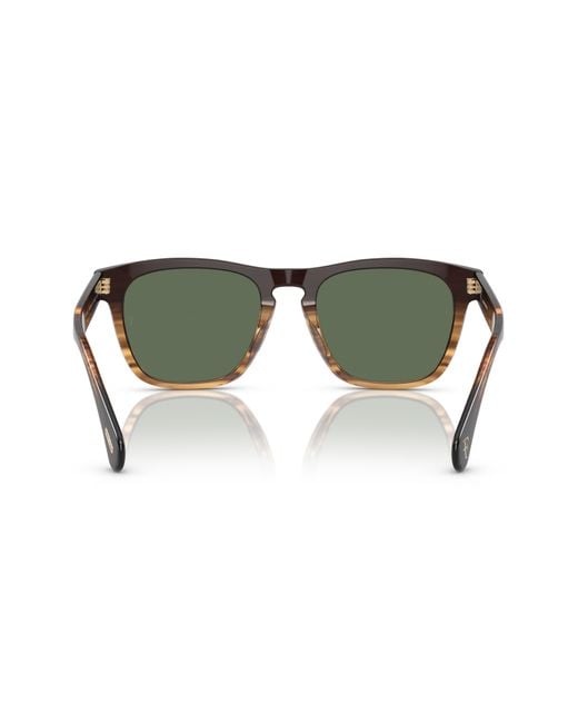 Oliver Peoples Green R-3 54mm Polarized Round Sunglasses for men