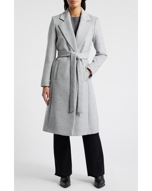 Sam Edelman Gray Tie Belt Wool Blend Wrap Coat