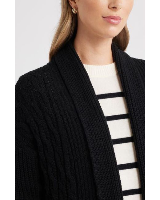 Caslon Blue Cable Longline Open Front Cardigan