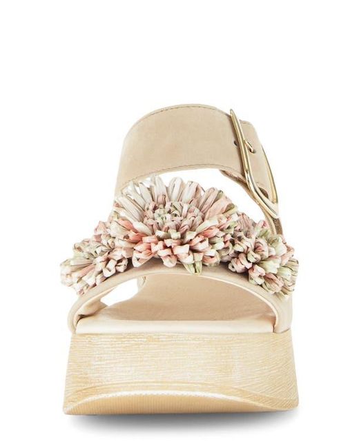 Gabor Natural Raffia Appliqué Platform Sandal