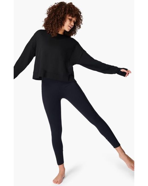 Sweaty Betty Black After Class Cotton Blend Crop Sweatshirt