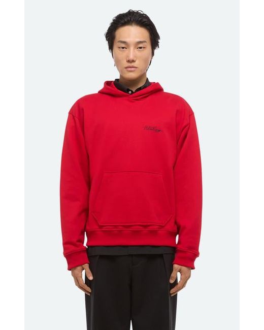 Helmut Lang Red Sketch Compact Cotton Graphic Hoodie for men