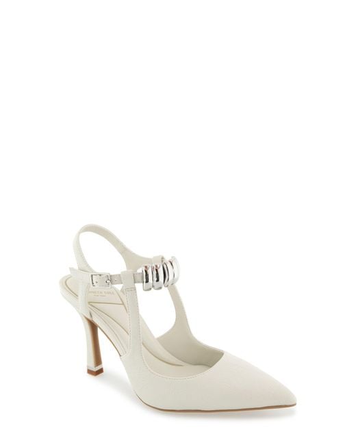Kenneth Cole White Romi Ankle Strap Pointed Toe Pump