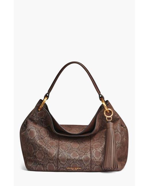 Donna Karan Brown Glenwood Python Suede Shoulder