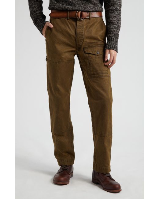 Ralph Lauren Natural Relaxed Fit Coated Canvas Straight Leg Utility Pants for men