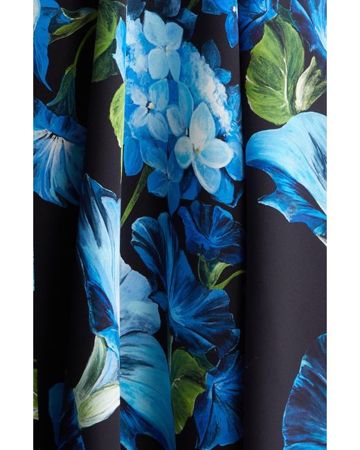 Dolce & Gabbana Bluebell Floral Print Charmeuse A-line Dress