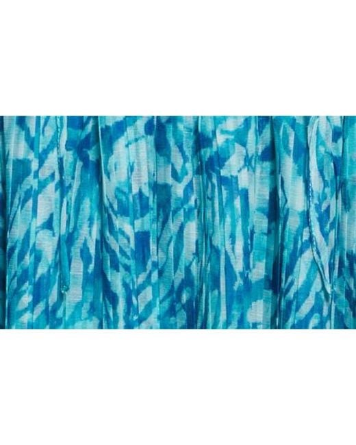 Ramy Brook Blue Felicia Plissé Flutter Sleeve Minidress