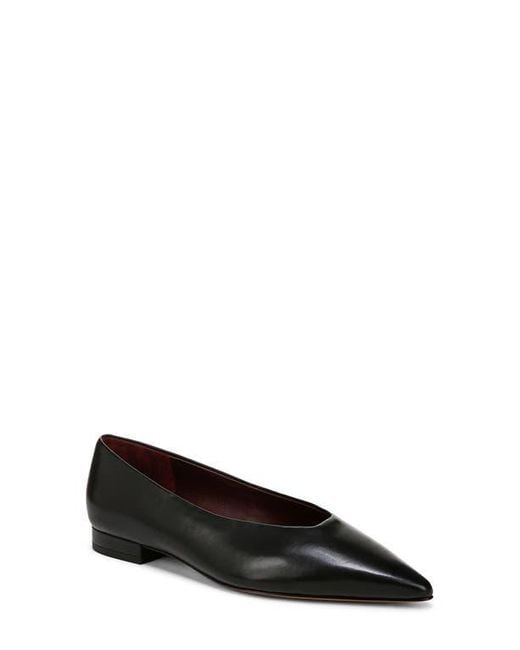 Vince Black Pointed Toe Leather Flat Shoes