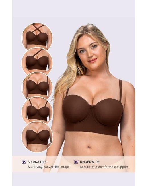 Shapellx Black Strapless Convertible Underwire Bra Full Coverage