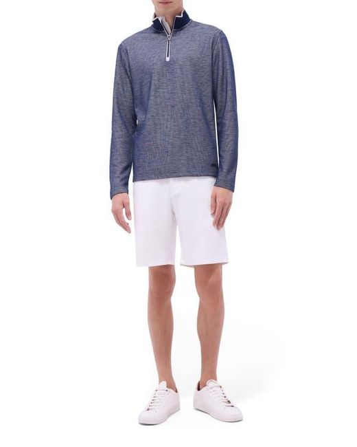 Bugatchi Blue Quarter Zip Performance Pullover for men