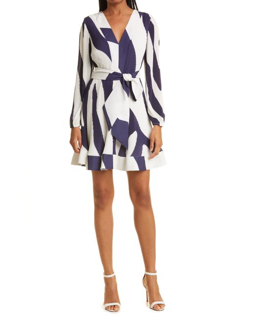 MILLY Multicolor Liv Abstract Zebra Print Long Sleeve Dress