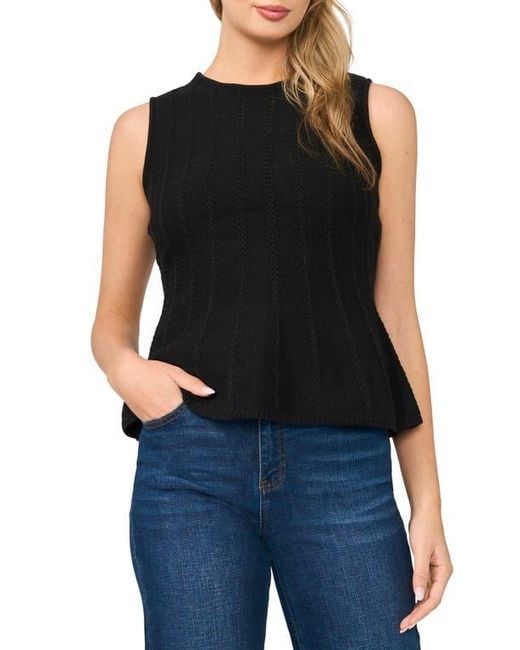 Halogen® Black Sleeveless Peplum Top