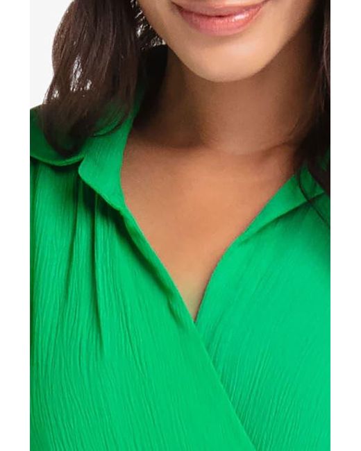 Helen Jon Green Flutter Sleeve Wrap Dress