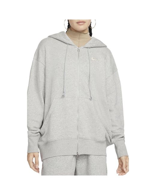 Nike Women's Gray Sportswear Phoenix Fleece Full Zip Hoodie