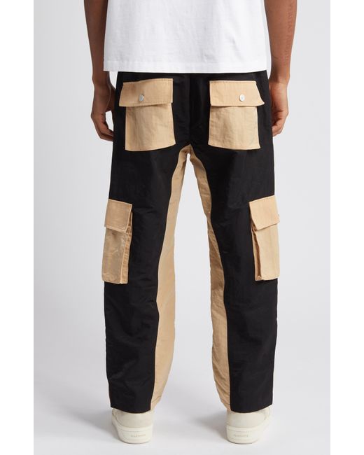 DIET STARTS MONDAY Black Colorblock Nylon Cargo Pants for men