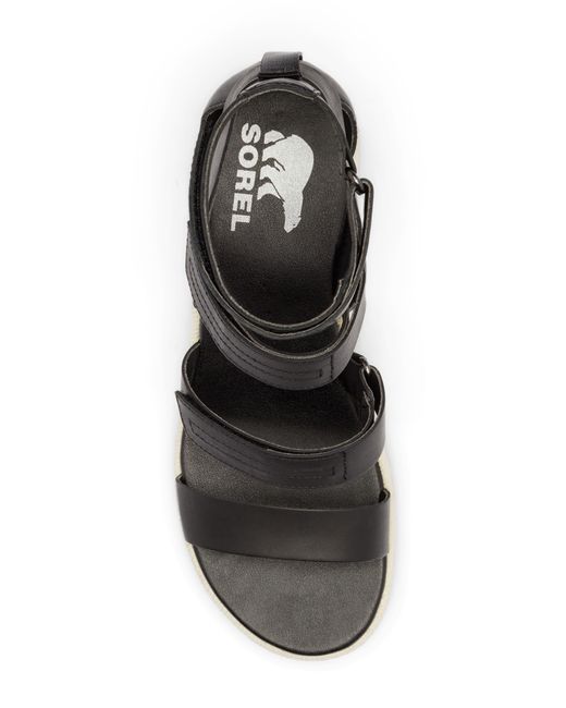 Sorel Black Cameron Espadrille Wedge Sandal