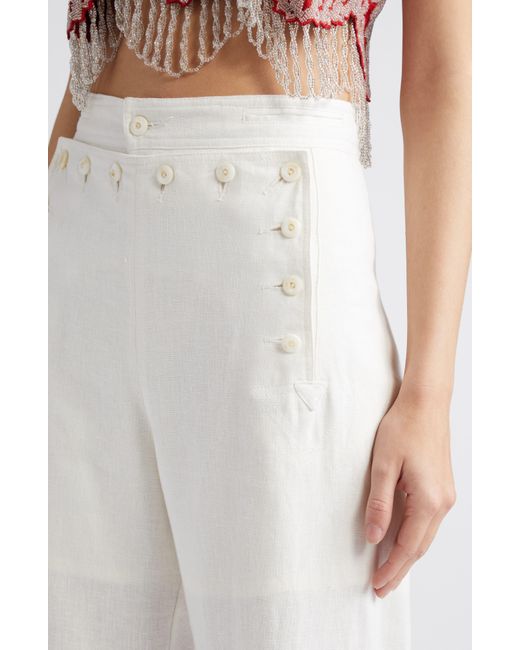 Bode White Linen Sailor Trousers