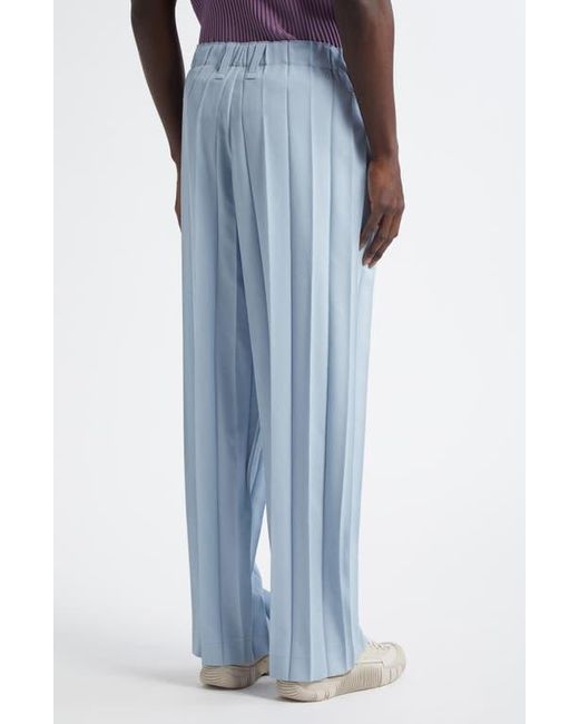 Homme Plissé Issey Miyake Blue Edge Ensemble Pleated Straight Leg Pants for men