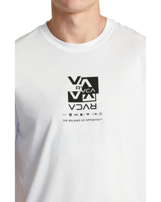 RVCA White Splitter Stacks Performance Graphic T-shirt for men