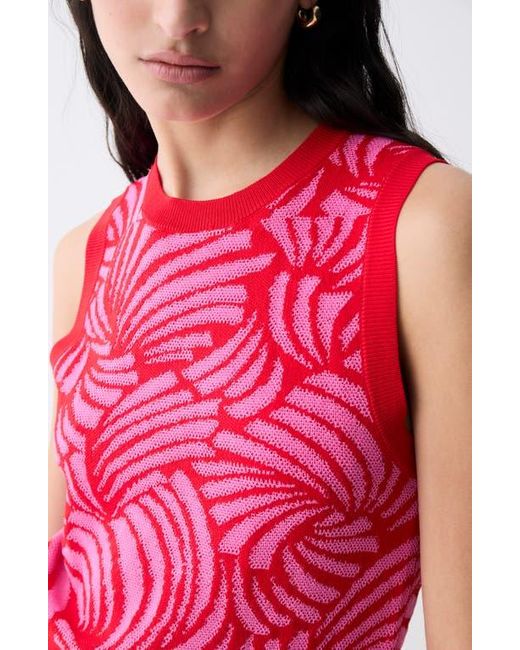DELUC Pink Thyago Abstract Jacquard Sleeveless Sweater