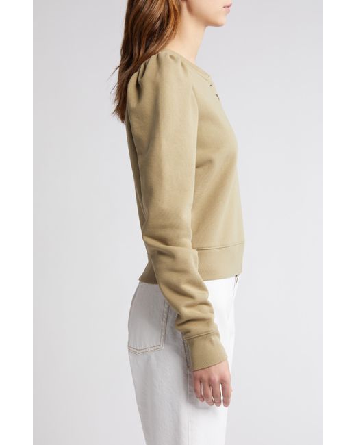 FRAME Natural Femme Cotton Blend Henley Sweatshirt