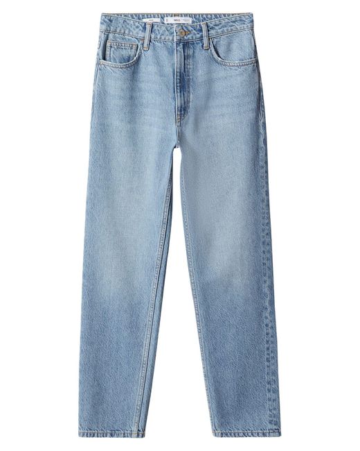 Mango Blue High Waist Ankle Tapered Mom Jeans