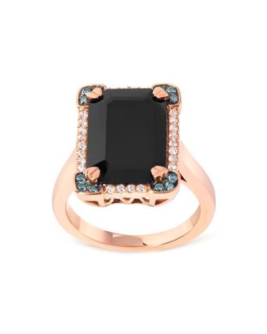 Haus of Brilliance Black 14K Onyx & 1/5 Ct Diamond Halo Cocktail Ring