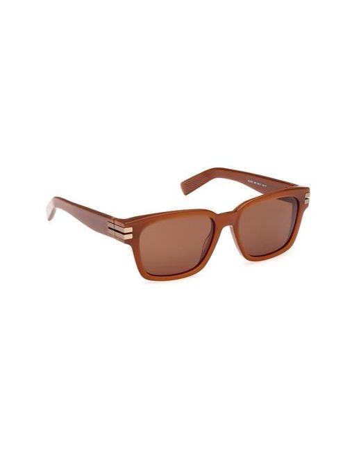 Zegna Brown 55Mm Polarized Rectangular Sunglasses for men