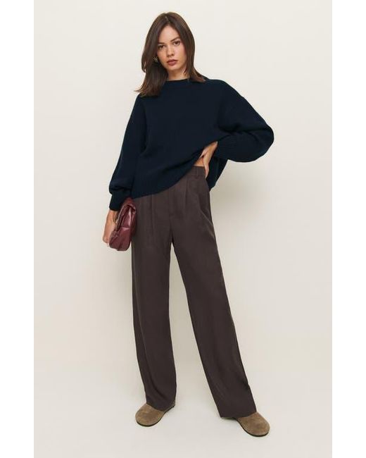 Reformation Blue Cove Oversize Crewneck Cashmere Blend Sweater