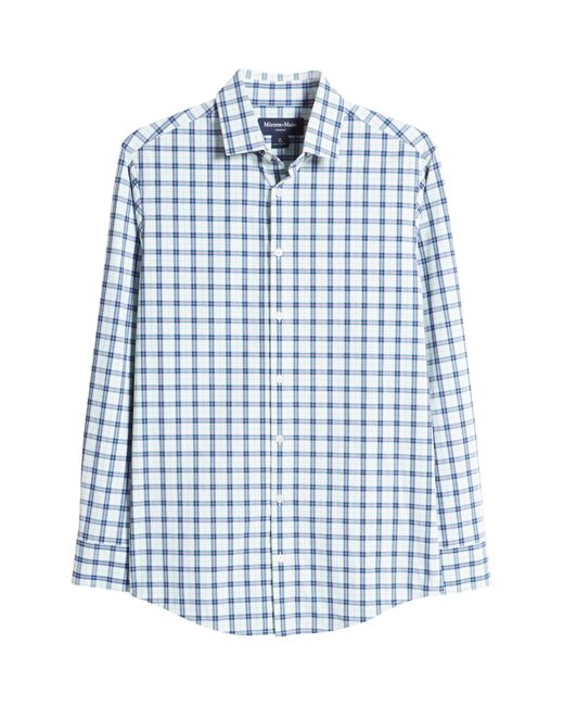 Mizzen+Main Blue Mizzen+main Leeward Trim Fit Plaid Performance Button-up Shirt for men