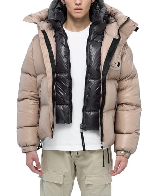 Alpha Style Brown Kudu Hooded Puffer Down Jacket