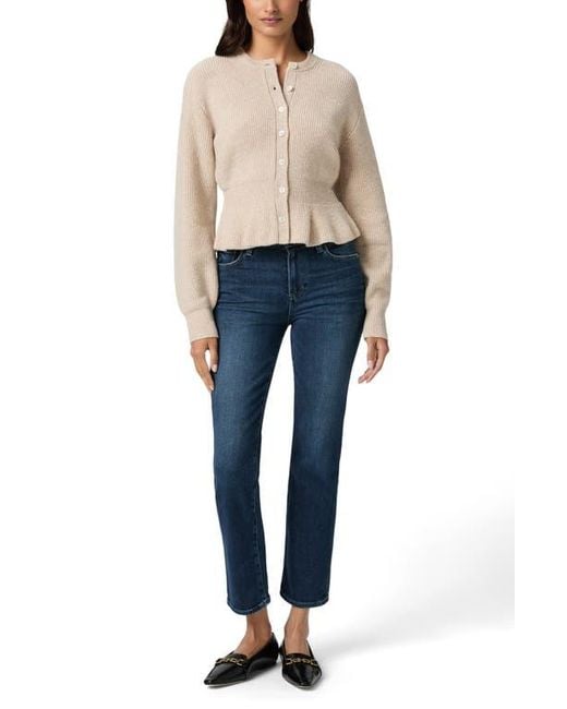 PAIGE Blue Roslin Wool Blend Peplum Cardigan