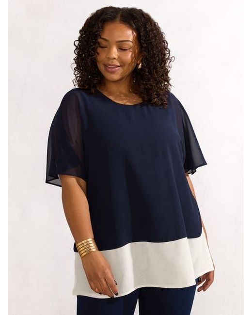 Live Unlimited Blue Colour Block Overlay T-Shirt