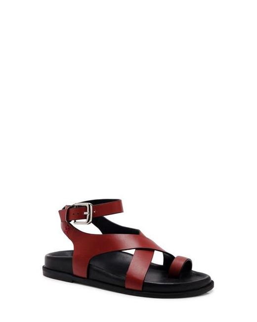 Free People Red Anya Ankle Strap Toe Loop Sandal