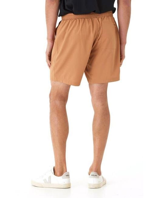 Threads For Thought Black Essential Flat Front Stretch Drawstring Shorts for men