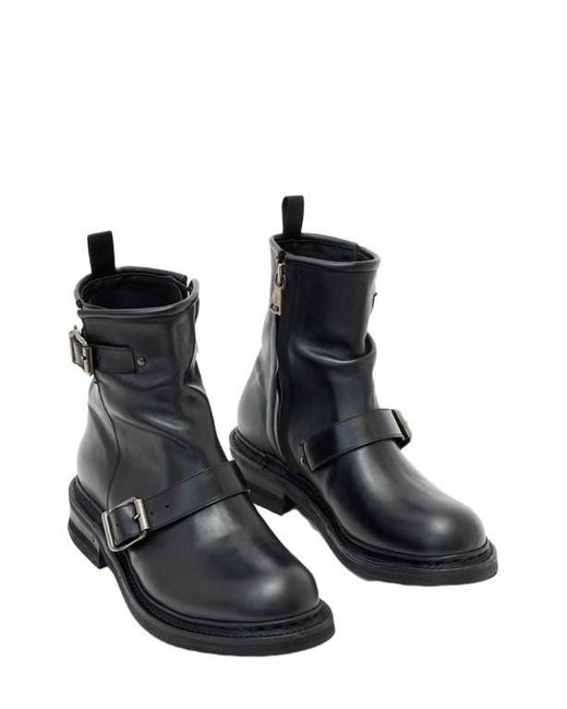 John Varvatos Black Textured Leather Ankle Boots