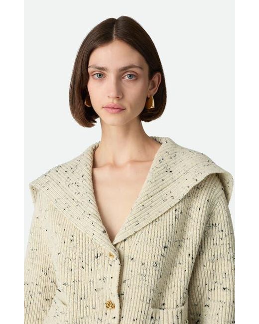 Bottega Veneta Natural Knot Button Wool Blend Rib Cardigan