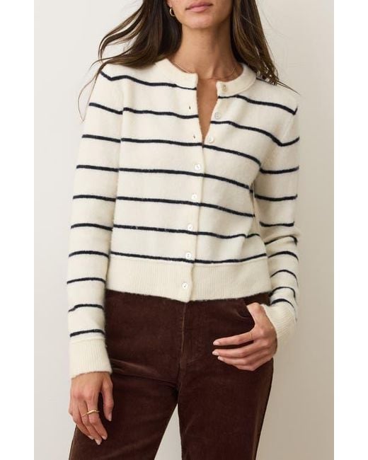 Marine Layer Women's Brown Sausalito Stripe Wool Blend Cardigan