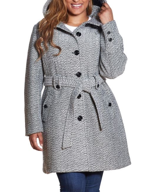 Gallery Gray Belted Hooded Coat