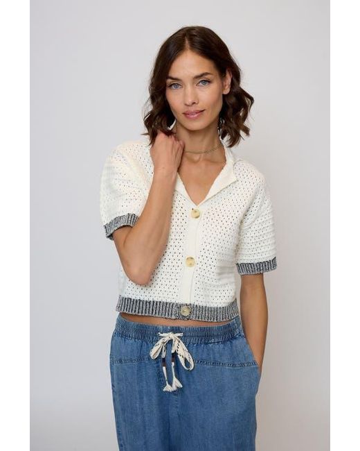 Central Park West White Junie Openstitch Polo