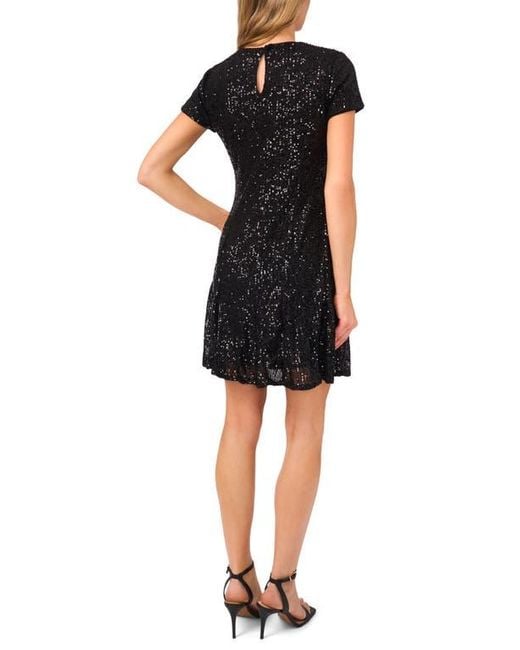 Cece Black Sequin Fit & Flare Dress