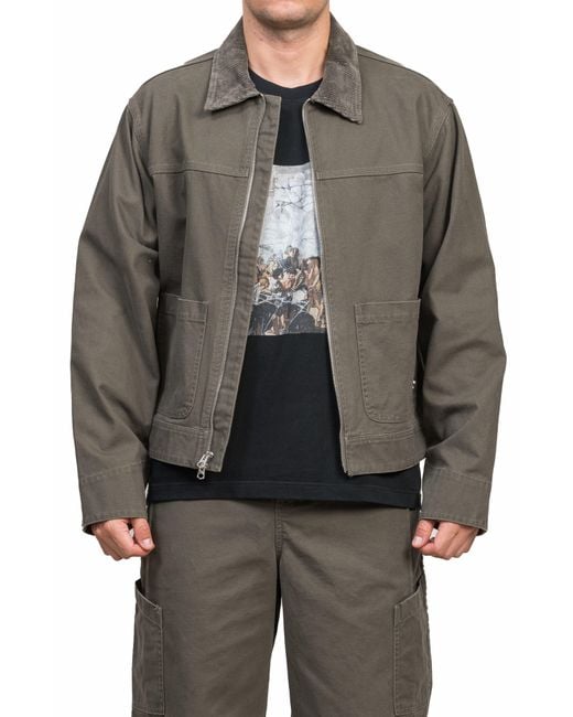 Alpha Style Gray Blun Zip-Up Work Jacket for men