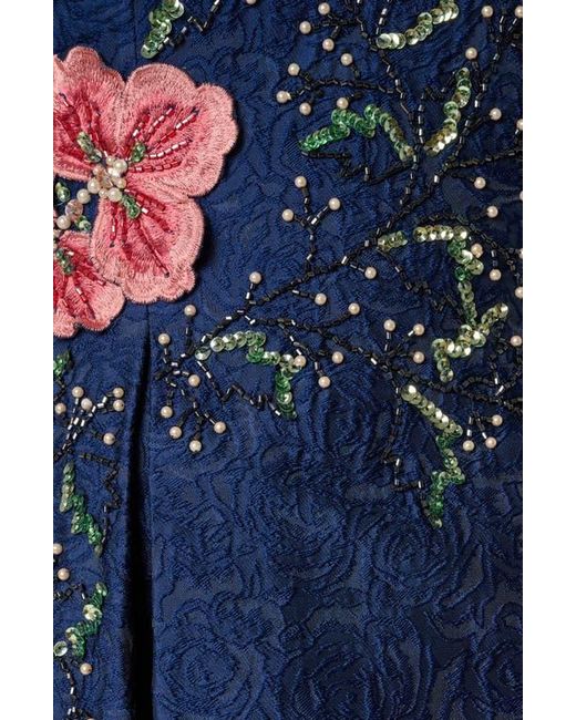 adrianna papell floral embroidered fit & flare party dress Adrianna Papell Women's Floral Jacquard Short Dress, Blue, 14