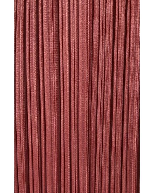 Pleats Please Issey Miyake Red Monthly Colors May Pleated Short Sleeve Shirtdress