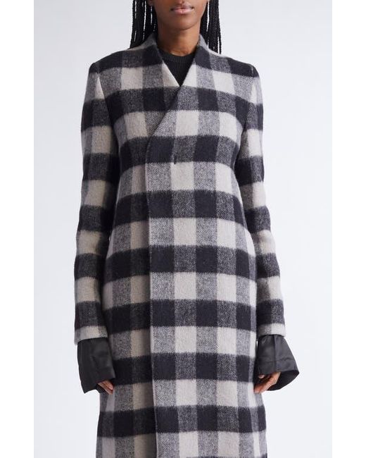 Rick Owens Black Museum Check Wool Coat